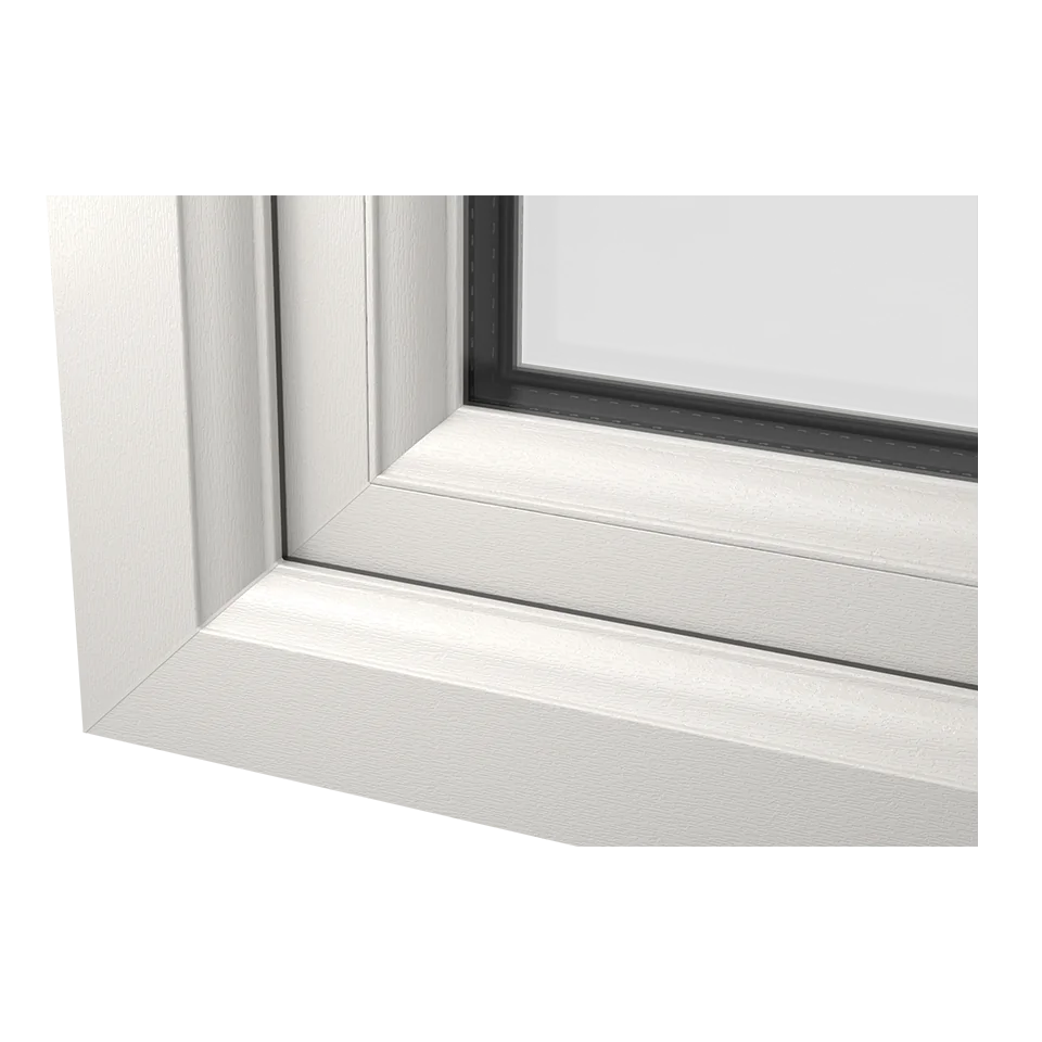 Internal corner of white uPVC casement window - senator windows